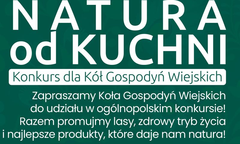 natura od kuchni - konkrurs dla kół gospodyń wiejskich, napis na zielonym tle