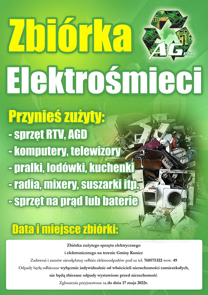 zbiórka elektrośmieci - baner informacyjny, grafika