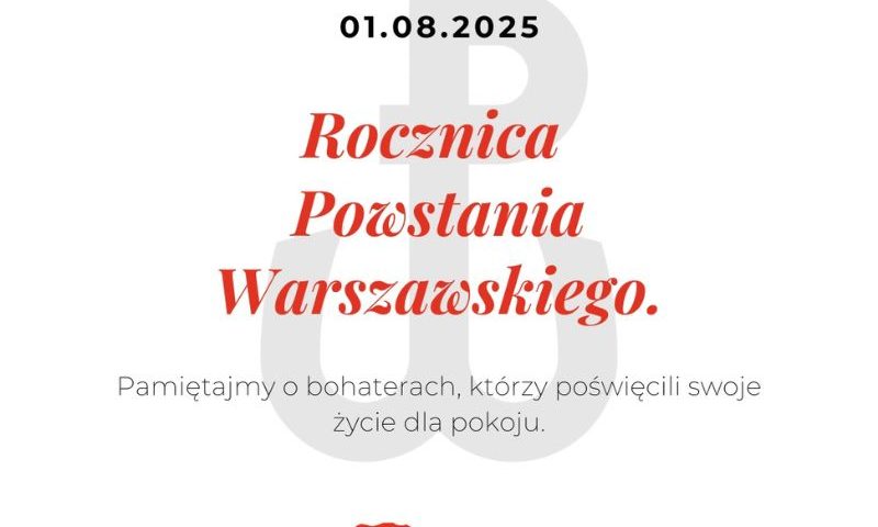 Napis "Rocznica Powstania Warszawskiego"