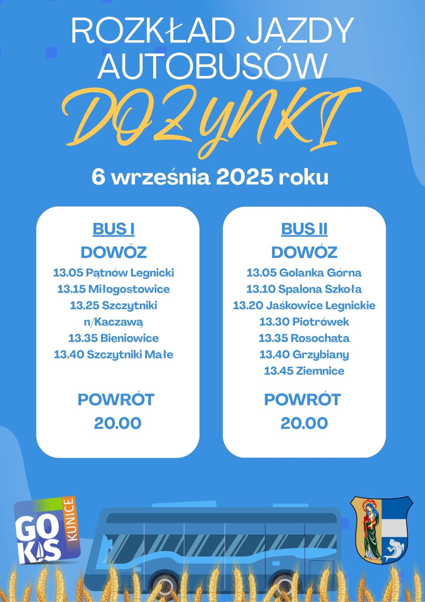 Rozkład jazdy autobusów - Dożynki 2025